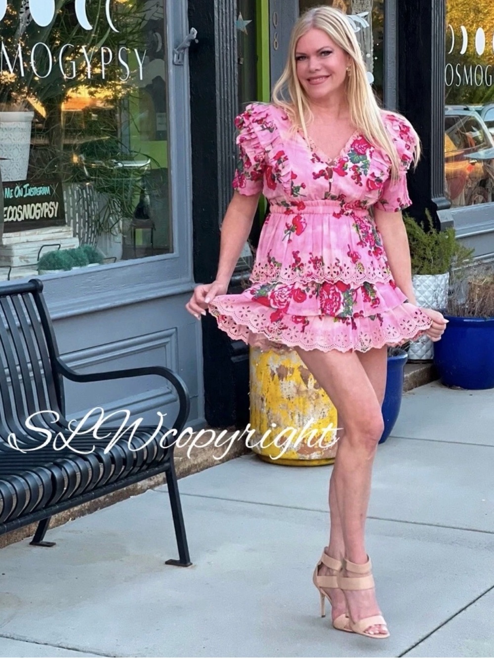 LoveShackFancy Aldina pink Desert flower ruffle Dress in P